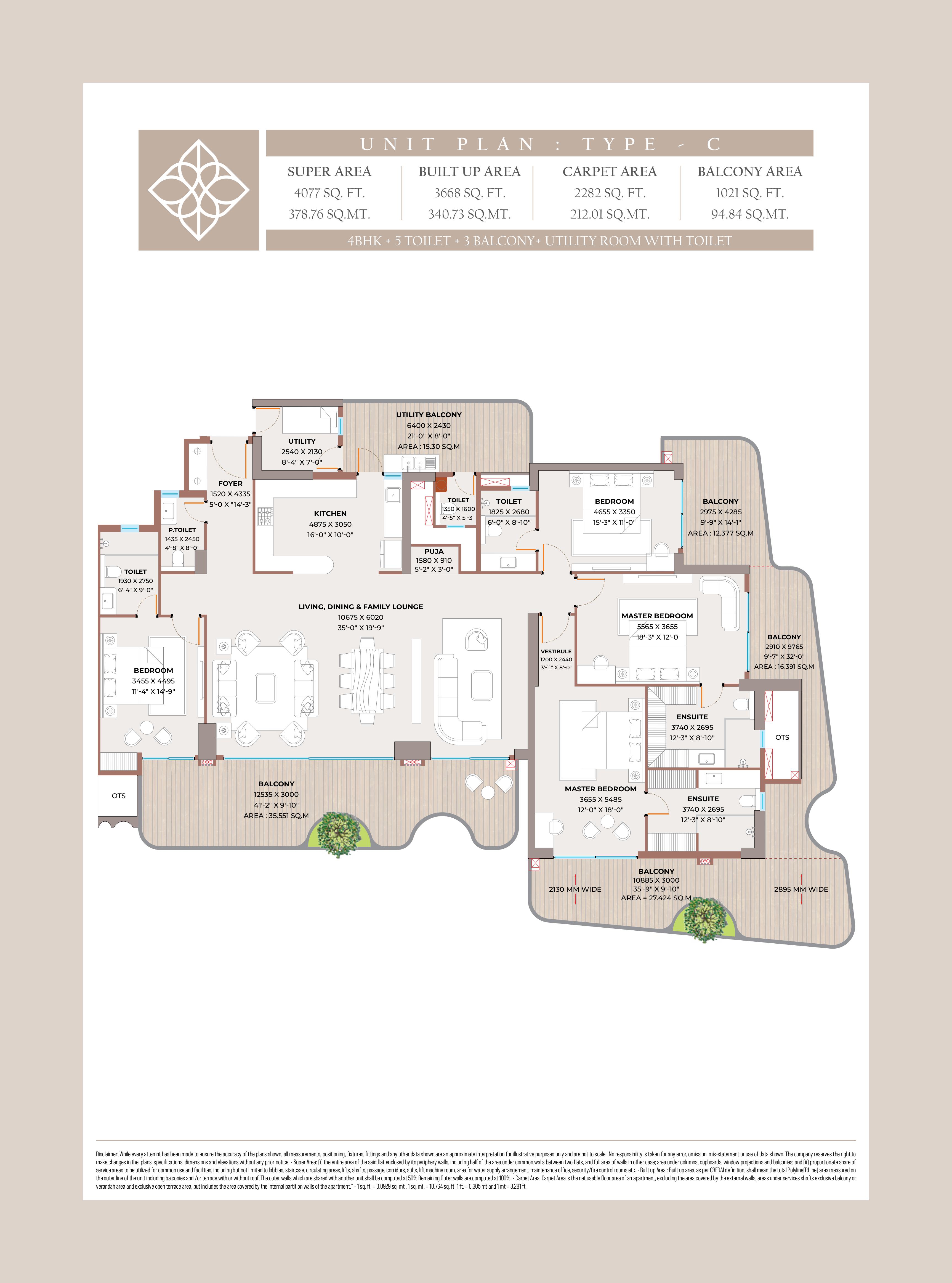 5 BHK Palatial Unit Plan